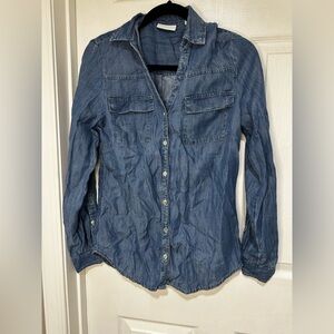 New York & Company Light Blue Denim Shirt